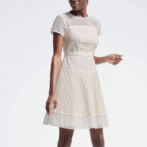Banana Republic Geo Lace Dress - Size 6 - White